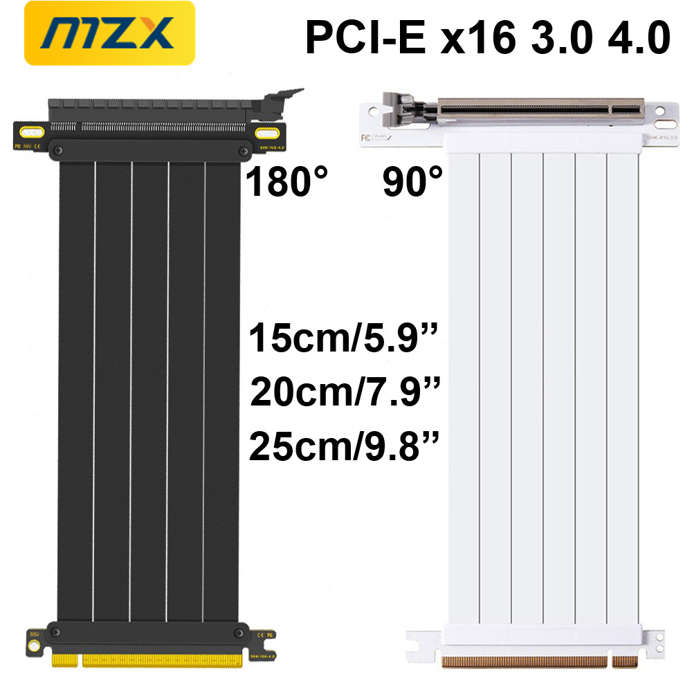 Itx Gpu Riser Pcie 4.0 16X - MZX PCIE 4.0 3.0 16x Eriserケーブル,90/180度ビデオマウント,つけまつげカード,柔軟なGPUコード,コンピュータコネクタ