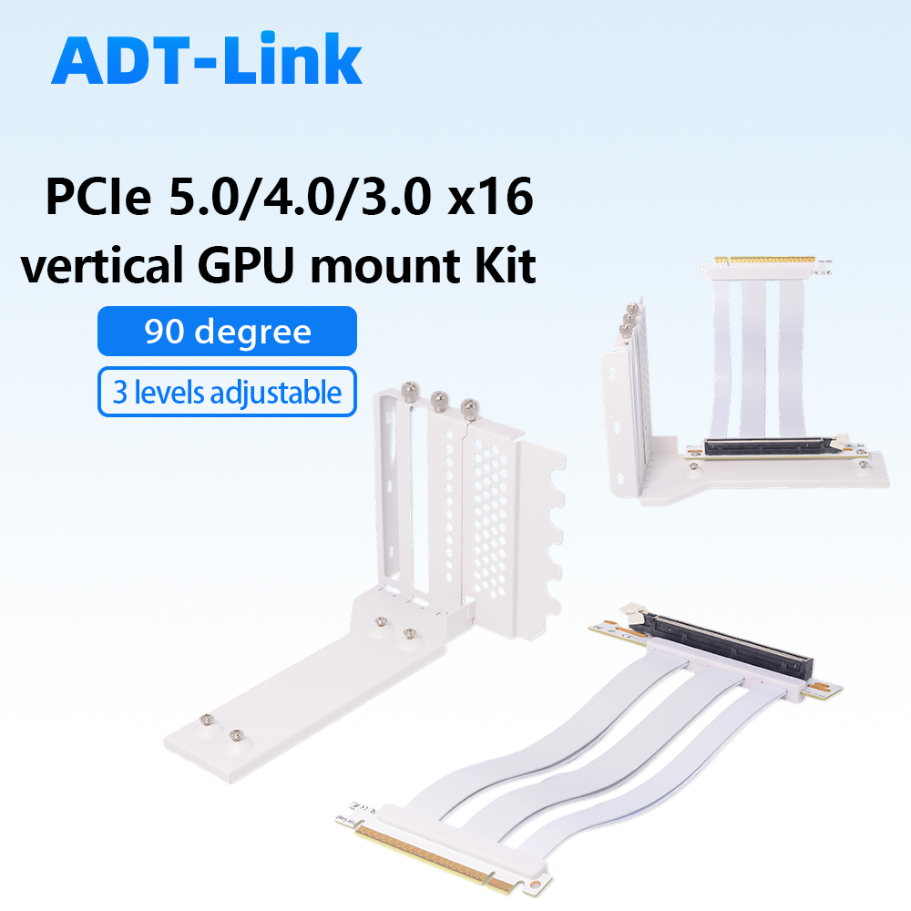 Pcie 5.0 Gpu Riser Cable - PCIe 3.0/4.0/5.0 GPUライザーケーブル 90度垂直GPUマウントキット 3段階調整可能 グラフィックカードサポートスタンド