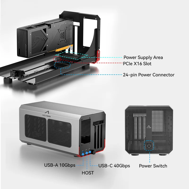 Acasis 40Gbps eGPUエンクロージャー Thu - Gpu External Dock Egpu Thunderbolt 4 のレビューと価格