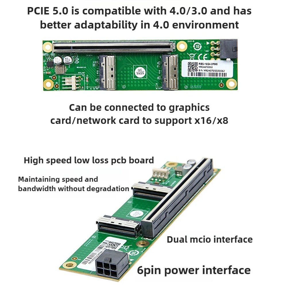 ADT-Link PCIe 5.0 X16 - MCIO 8 - Pcie 5.0 Gpu Riser Cable のレビューと価格